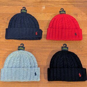 Polo Ralph Lauren Fall Winter Ribbed Cuffed Wool Beanie Cap Hat PP0370